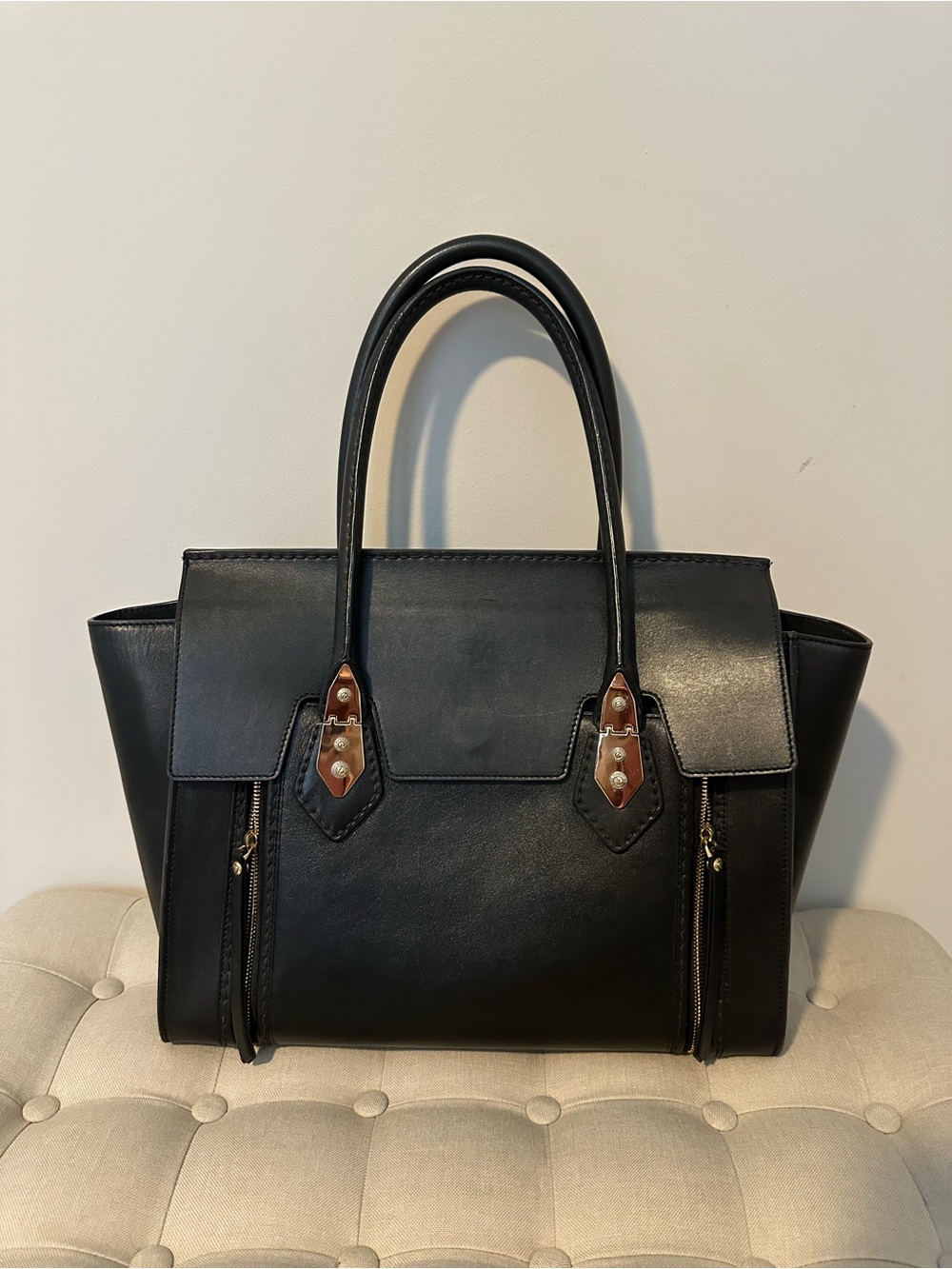 Henri Bendel A-List Leather Tote - Black